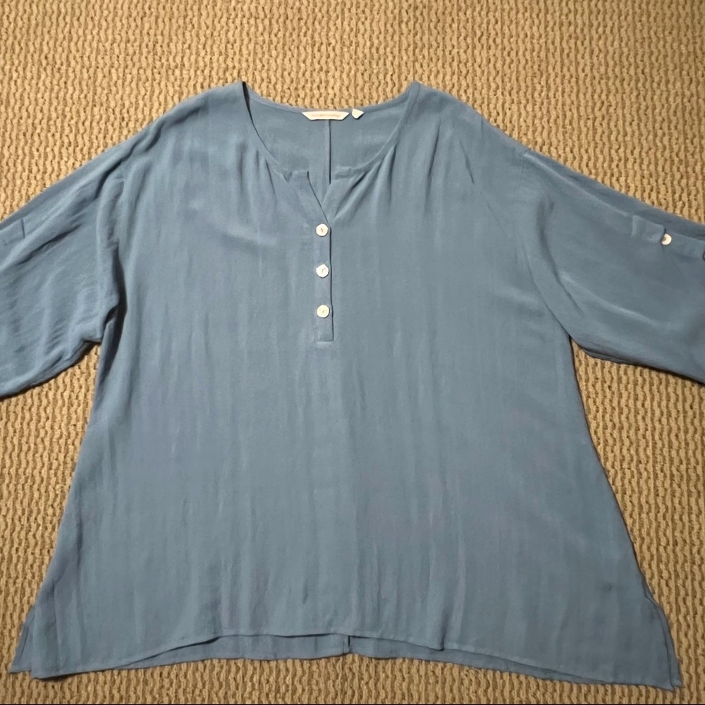 Soft Surroundings Blue Tunic Top with Button Placket - Picture 6 of 10